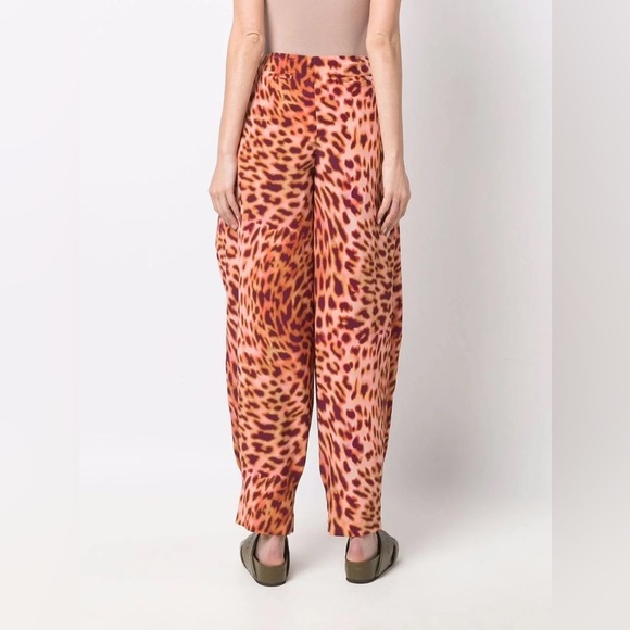 NWT Stella McCartney Tie Waist Wrap Silk Trouser Pants Martini Pink Cheetah 40 - Picture 3 of 16